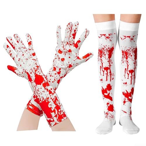 Overknee-Socken für Halloween, Cosplay, Rot, hohe Strümpfe für Damen, Handschuhe und Socken) von RemixAst