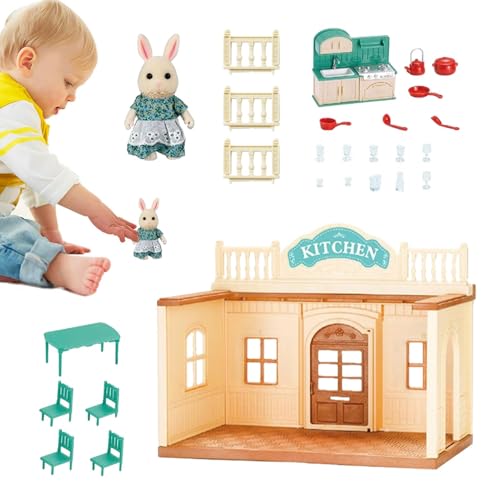 Renchey Puppenhaus-Bausätze zum Bauen,Puppenhaus-Bausatz aus Holz | Winziges Puppenhaus-Spielset-Raummodell,Kleinkindspielzeug, Miniatur-Puppenhaus, Bausatz, vorgeben, Spielen, Lernspielzeug mit von Renchey