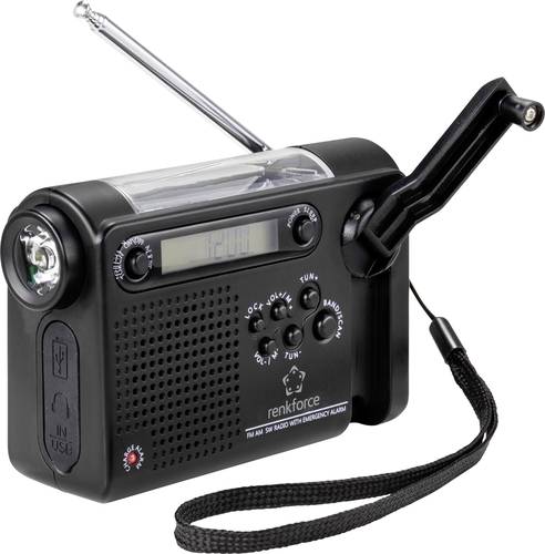 Renkforce RF-CR-200 Kofferradio UKW, MW, KW Notfallradio wiederaufladbar, Solarpanel, Handkurbel, We von Renkforce