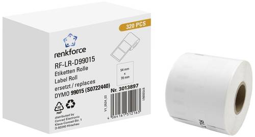 Renkforce Etiketten Rolle Kompatibel ersetzt DYMO DYMO 99015 70 x 54mm Papier Weiß 320 St. Permanen von Renkforce