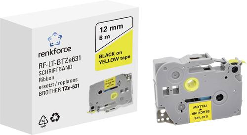 Renkforce Schriftband RF-LT-BTZe631 Kompatibel ersetzt Brother TZe-631 12mm Bandfarbe: Gelb Schriftf von Renkforce