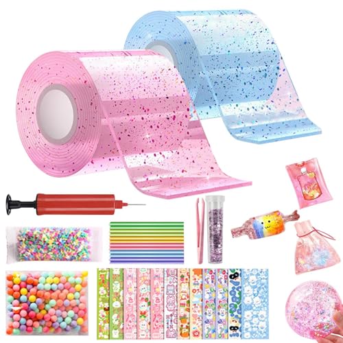 2 Rollen Nano Tape Bubbles Set, Magie Nano Tape Set, Nano Doppelseitiges Klebeband, Elastische Blase Ballons, Craft Blowing Bubble Tape Mit Pailletten Aufkleber Craft Decompressio von Renopfect