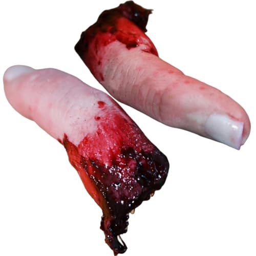 2 Stück Halloween Deko Abgetrennte Finger, Fake Finger Horror Blut Requisiten Gebrochene Gefälschte Körperteile Dekoration Horror Party Dekorationen Für Halloween Spukzimmer Vampir Zombie Party von Renopfect