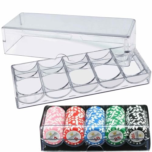 2 Stück Poker Chips Box Pokerkoffer Transparent Acryl PokerChips Tray Box Poker Chips Halter Chips Aufbewahrungskoffer Mit Abdeckung Für 100 Stück Chips Aufbewahrung Für Party Home casin- Spiel von Renopfect