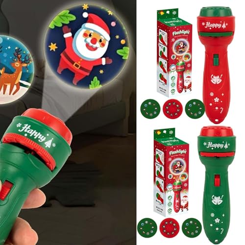 2 Stück Weihnachten Projektor Taschenlampe Für Kinder, 12CM Diashow Beamer Spielzeuge Mit 48 Mustern, Kinder Geschichte Taschenlampe Projektor Spielzeug Favors Für Kinder Weihnachten Strumpf Füller von Renopfect