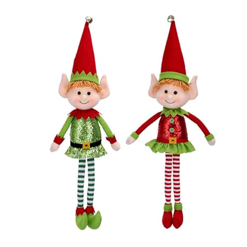 2 Stück Weihnachtselfen Plüsch, Plüsch Elfenpuppe, 60cm Große Weihnachtselfen Dekoration Puppen, Elfen Junge Und Mädchen Elfen Plüsch Puppen Mit Langen Beinen, Plüsch Weihnachtself Figur Ornamente von Renopfect