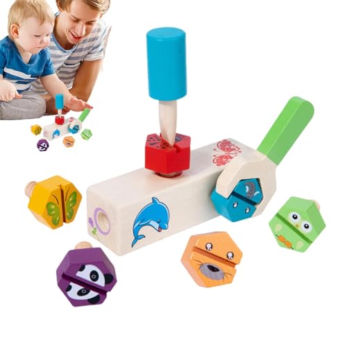 Renopfect Feinmotorik-Kombinationsspiel, Schrauben- und Mutterspielzeug für Kinder - Lernspielzeug für, Holz, Tier, Schraube, Farberkennung, Lernspielzeug - Kreative Holz-Matching-Spiele für Kinder von Renopfect