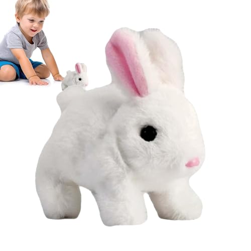 Renopfect Hoping Bunny Toy, hüpfen Bunny - Realistisch simuliertes Kaninchenpuppen Elektronisches Spielzeug - Springen, zuckende Nase, wackelnde Ohren, natürliche Bewegungen, Hoping Robotertier zum von Renopfect