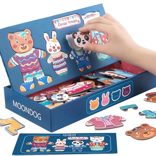 Renopfect Magnetische Tierpuzzles | Passende -Spielzeuge zum Anziehen | Holzpuzzle-Set für Kinderzimmer, Vorschule, buntes Anziehspielzeug für Zuhause, Kindergarten von Renopfect