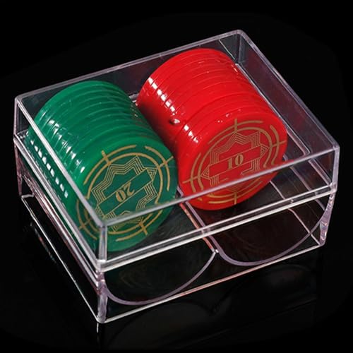 Renopfect Poker-Chip-Behälter,2 Slots Poker Chip Display - 40-teiliges Acryl-Poker-Chip-Gehäuse, Poker-Chip-Träger mit Chip-Fächern für -Zuhause von Renopfect