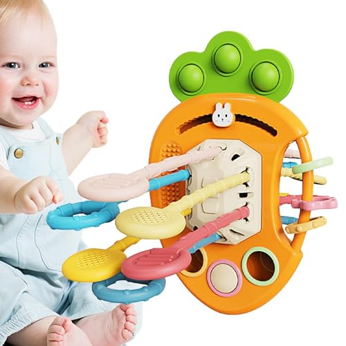 Renopfect Saitenaktivitätsspielzeug ziehen, sensorisches Spielzeug ziehen | Pull String Game Multipurpose Teether,Bildungsinstrument Silikon Baby Teether für Kinder im Alter von 0 bis 3 Jahren von Renopfect