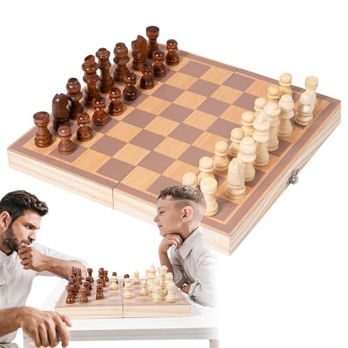 Renopfect Schachset, Schachbrett aus Holz | Desktop-Spiele Magnetisches Schach,Klappbares Schachbrett, lustiges Reiseschachspielzeug, Schachspielset für Kinder, Erwachsene, und Mädchen von Renopfect