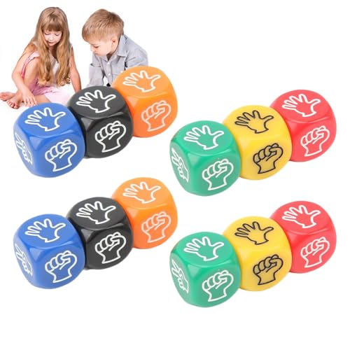 Brettspiel-Würfel,Stein-Papier-Scheren-Würfel,Interaktive Fingerspielwürfel - Set mit 12 Finger-Ratespielwürfeln, 6-seitige Tischspielwürfel für Erwachsene, Kinder, Familienfeiern von Renywosi