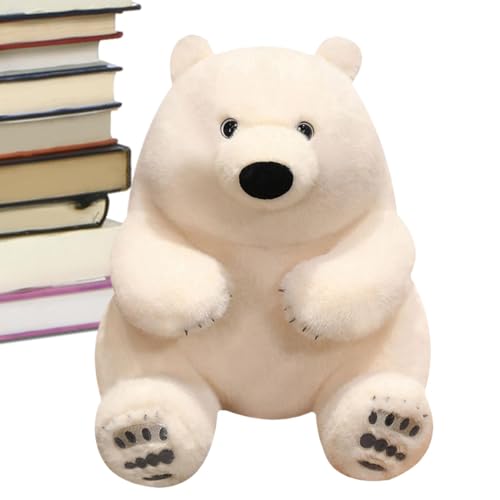 Renywosi Eisbär-Puppe, ausgestopfter Eisbär-Plüsch - Niedliche Cartoon-Tier-Umarmungs-Plüschpuppe - 25 cm weiche Plüschtiere, realistischer Stofftier-Kuschelbär für Kinder und Kinder von Renywosi