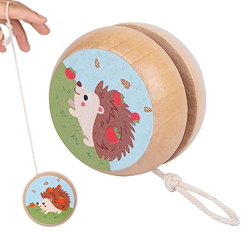 Renywosi Yo-yo for Les | Igel Interaktives Holz Krokodil Löwe Tiermotive Yo-Yo – robust klein Größe für Anfänger Fun Yo-Yo Ball Wood Spinner Ball von Renywosi