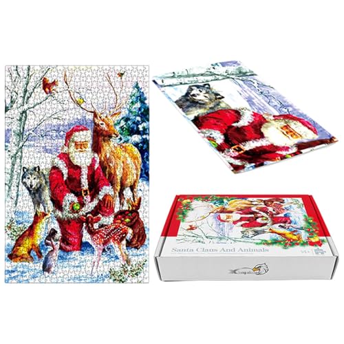 Vintage-Weihnachtspuzzle, Weihnachtspuzzle für Kinder | 1000X Adventskalender-Puzzle,Weihnachtsmann-Weihnachtsferien-Puzzle, pädagogische Familienspiele, Rätselspaß für Frauen und Männer von Renywosi