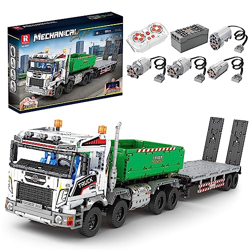 Reobrix 22021 Hebehaken-LKW Klemmbausteine, 2950 Teile großer MOC-Hubwagen-Modellbausatz Bausteine Bausatz mit 4 Motoren,Baufahrzeug Spielzeug Geschenke für Erwachsene von Reobrix