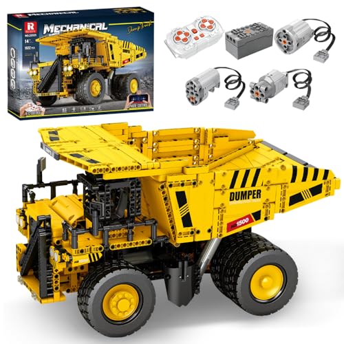 Reobrix 22025 Raupe 797 Bergbau-LKW-Bausteine MOC kreatives Baustein-Technologie-Auto, 1402 PCS Dump Truck Full RC Modell Set STEM Kinder Erwachsene Männer Geschenk von Reobrix