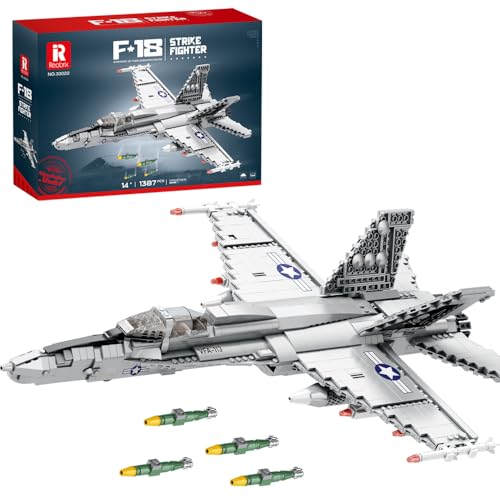 Reobrix 33022 F-18 Militär Kämpfer Block Set, 1387 PCS Kämpfer Bausteine Bausatz, kreatives Bauprojekt Spielzeug Geschenke für Kinder und Erwachsene von Reobrix