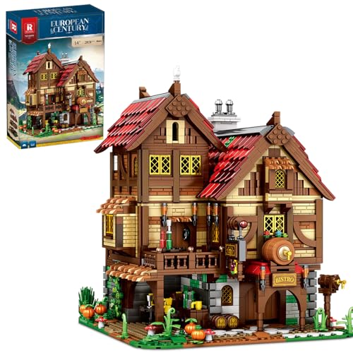 Reobrix 66018 Nittelalterliche Taverne Klemmbausteine, 2831pcs Groß Technik Haus der Medieval Castle Serie, MOC Kreatives STEM Spielzeug Bauset, Spielzeug Geschenkmodell für Erwachsene und Jugendliche von Reobrix