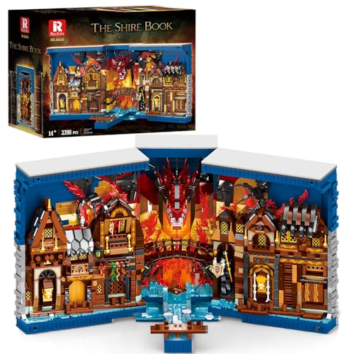 Reobrix 66035 für The ShineBook, Büchermodell Klemmbausteine Set, 3398 Teile MOC Groß Magical World Series Technik Kit für Erwachsene Mädchen und Jungen，Modell mit LED Licht von Reobrix