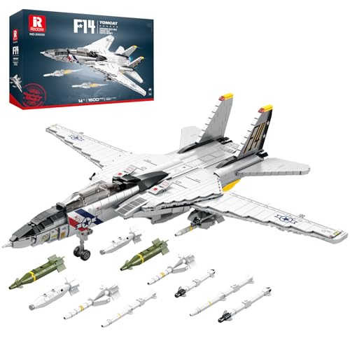 Reobrix F-14 Tomcat Fighter Jet Building Set, Fighter Airplane Model Kit 33032 with Movable Wings, Military Plane Model Kit for Adults, Military Toys Ideal Gifts for Kids 14+, Men and Military Fans von Reobrix