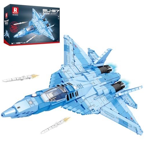 Reobrix SU-57 Heavy Fighter Jet Building Set, Russian Military Army Airplane Block Model Kit for Adults, 33030 Plane Aircraft Decor Brick Toys Puzzle Gifts for Men Kids 14+ (1456PCS) von Reobrix