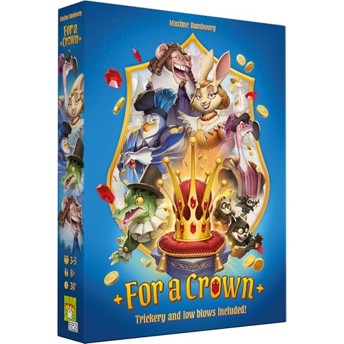 for A Crown Brettspiel – Strategiespiel der Täuschung, Trickery und königlichen Ehrgeiz, lustiges Familienspiel für Kinder und Erwachsene, ab 8 Jahren, 3–5 Spieler, 30 Minuten Spielzeit, hergestellt von Repos Production