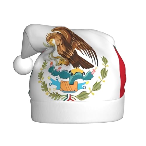 ResKiu Flagge von Mexiko bedruckte Weihnachtsmütze für Erwachsene - Einheitsgröße - Lustige Nikolausmütze für Weihnachten & Neujahr von ResKiu