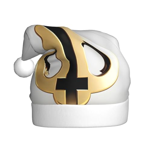 ResKiu Goldenes Muster bedruckte Weihnachtsmütze für Erwachsene – Einheitsgröße – lustige Weihnachtsmütze für Weihnachten & Neujahr von ResKiu
