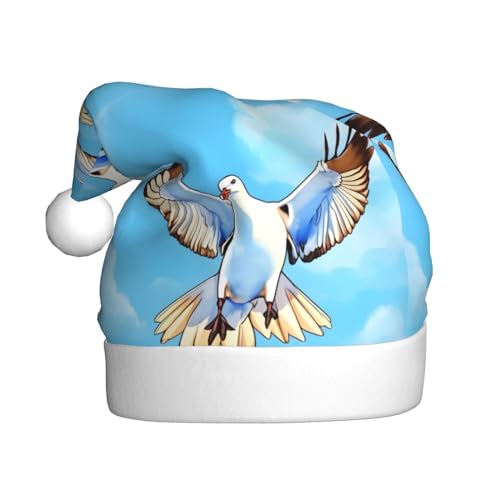 ResKiu Möwen im Flug bedruckte Weihnachtsmütze für Erwachsene – Einheitsgröße – Lustige Weihnachtsmütze für Weihnachten & Neujahr von ResKiu