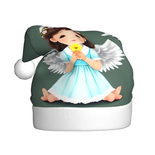 ResKiu Niedlicher kleiner Engel bedruckte Weihnachtsmütze für Erwachsene – Einheitsgröße – lustige Weihnachtsmütze für Weihnachten & Neujahr von ResKiu