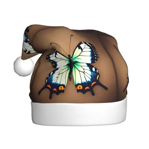 ResKiu Niedlicher kleiner Schmetterling bedruckte Weihnachtsmütze für Erwachsene – Einheitsgröße – lustige Weihnachtsmütze für Weihnachten & Neujahr von ResKiu