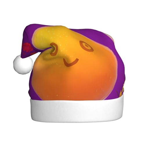 ResKiu Smiley Orange bedruckte Weihnachtsmütze für Erwachsene - Einheitsgröße - Lustige Nikolausmütze für Weihnachten & Neujahr von ResKiu