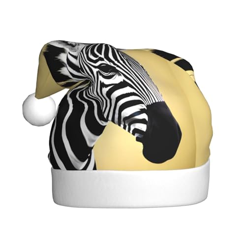 ResKiu Weihnachtsmütze mit Zebramuster in Schwarz und Weiß für Erwachsene – Einheitsgröße – Lustige Weihnachtsmütze für Weihnachten & Neujahr von ResKiu