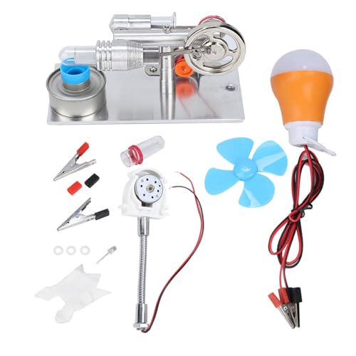 Respicefinem Lernmodell Dampfmaschinenkomponenten 22. 0×15. 0×13. Typ Lüfter-Stirlingmotor, Miniatur-Heißstromgenerator, Physik-Unterrichtsmodell, Kleiner Dampfmotor-Stromgenerator von Respicefinem