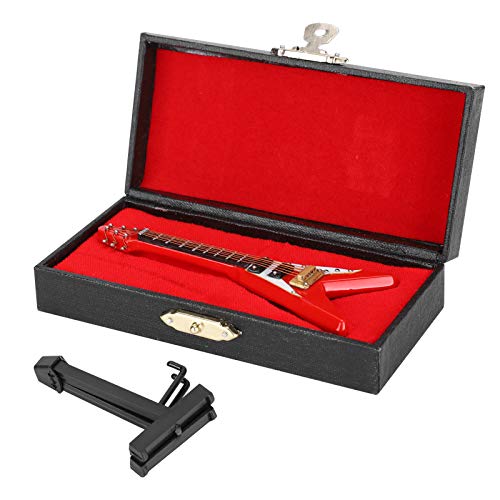 Respicefinem Weihnachtsschmuck, Gitarrenmodell, 14 × 7 × 4, Gitarrendekoration, Miniatur-Ornamente, V-förmiges Musikinstrument-Modell, Geschenk, Rot, 10 cm von Respicefinem