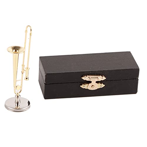 RespireFinem Miniatur Musical Instruments Dollhouse Musikinstrumente 13 × 5 × 4 Dollhouse Posbonmodell Simulation Messing Gold plattiert Miniaturpuppenhaus Instrumente Modell für von Respicefinem