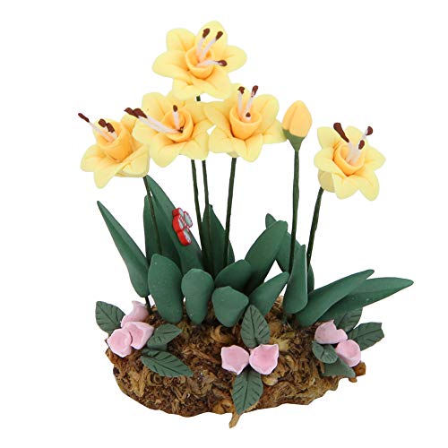 Restokki Puppenhaus Miniatur Bonsai Pflanze, 1:12 Mini Garten Topfpflanzen Puppenhaus Blume Pflanze Miniatur Harz Blume Pflanze Puppenhaus Topf Modell Fee Garten Pflanze Blume Puppenhaus Zubehör von Restokki