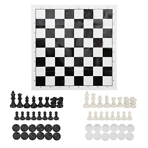 Restokki Tragbares 2-in-1-Schach- und Dame-Set für Kinder und Erwachsene, Reise-Brettspielset, leichte King-Size-Vergnügungseinrichtungen von Restokki
