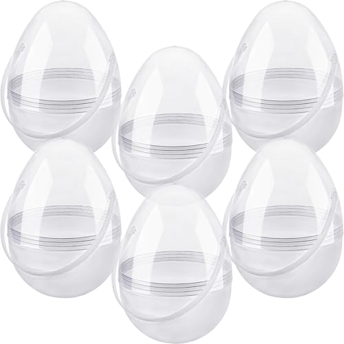 6 Stück 20,3 cm klare Osterei Jumbo Transparente Ostereier Riesige befüllbare Ostereier mit Griffen DIY Kunststoffei für Ostern Party Dekoration von Restroma