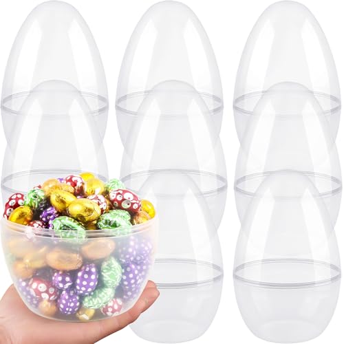 8 Stück 25,4 cm riesige transparente Ostereier Jumbo klare Ostereier leere Kunststoff-Überraschungseier befüllbar für Osterkorb Stuffers Party Dekoration von Restroma