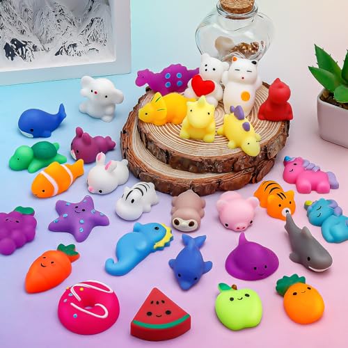 Resumplan 30pcs Party Favors for Kids 4-8-12, Kawaii Mochi Squishy Toys Bulk Fidget Sensory Toys Birthday Gifts for Boys Girls, Goodie Bag Christmas Stocking Stuffers Treasure Box Classroom Prizes von Resumplan