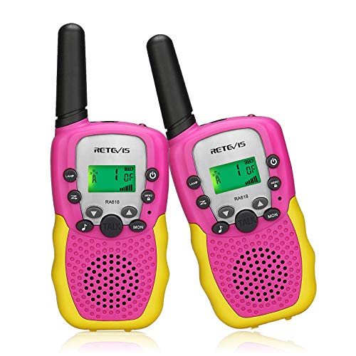 Retevis RA618 Walkie Talkies Kinderspielzeug für 6-12 Jahre Mädchen und Jungen Langstrecken 8 Kanäle VOX Taschenlampe 10 Ruftöne Geschenke Wandern Radfahren Abenteuer (Rosa, 1 Paar) von Retevis