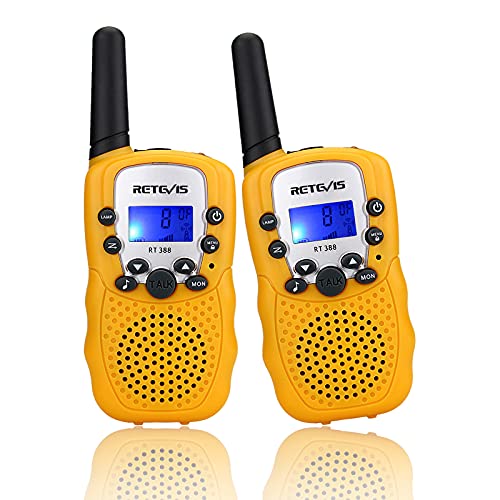 Retevis RT388 Funkgerät Kinder, Walkie Talkie Große Reichweite,8 Kanäle VOX Tastatursperre, Geschenke für 3-12 Mädchen Junge, Abenteuer im Freien, Familienspiele, Wandern (1 Paar, Gelb) von Retevis