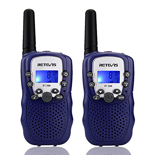 Retevis RT388 Walkie Talkie Kinder,Funkgeräte Kinder Langstrecken Taschenlampe,Spielzeug ab 4-12 Jahre,Geschenke Junge Mädchenfür Familienspiel, Radtouren, Ausflug(1 Paar,Dunkelblau) von Retevis