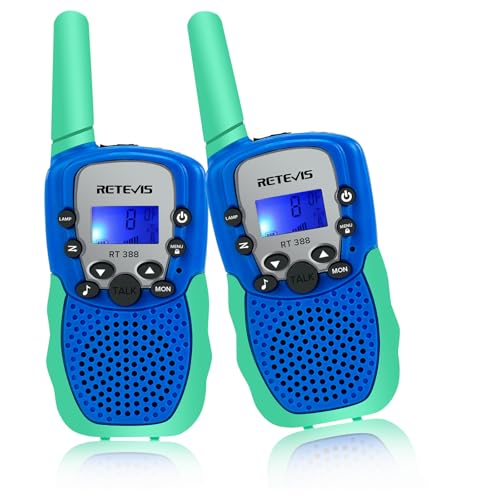 Retevis RT388 Kinder Walkie Talkie, Spielzeug mit Großer Reichweite für 3-12 Jahre, 8 Kanal LCD Taschenlampe, Geschenke für Camping, Abenteuer, Wandern (1Pcs, Blue-Green) von Retevis