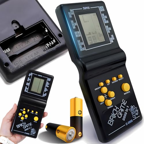 Retoo Großbild-Ziegel Spielkonsole Klassisches Spielekonsole Retro Handheld Puzzlen Spiele 9999 in 1 Freizeitpuzzle Elektronisches Ziegelspiele Tragbare 2 x AA-Batterien Spielmaschine fur Kinder von Retoo