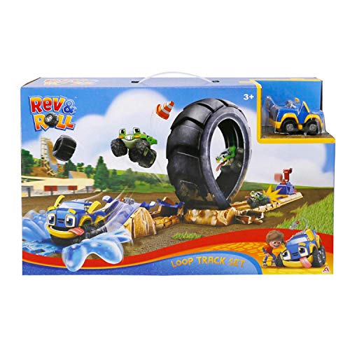 Rev & Roll Playset Loop Track Set + 1 Fahrzeug mit Mini-Aktion-Funktion von Rev & Roll