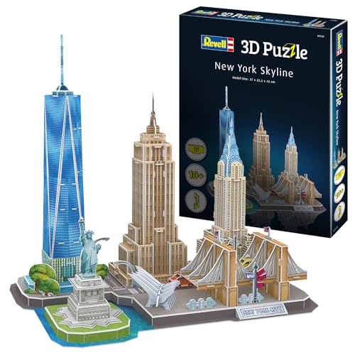 Revell 00142 New York Skyline mit Empire State Building, Freiheitsstatue und Brooklyn Bridge Neu Die Welt in 3D entdecken, Bastelspass für Jung und Alt, farbig von Revell